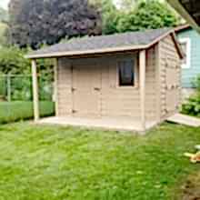 8 x 10 high classic with double doors, ramp and a 4 foot side porch